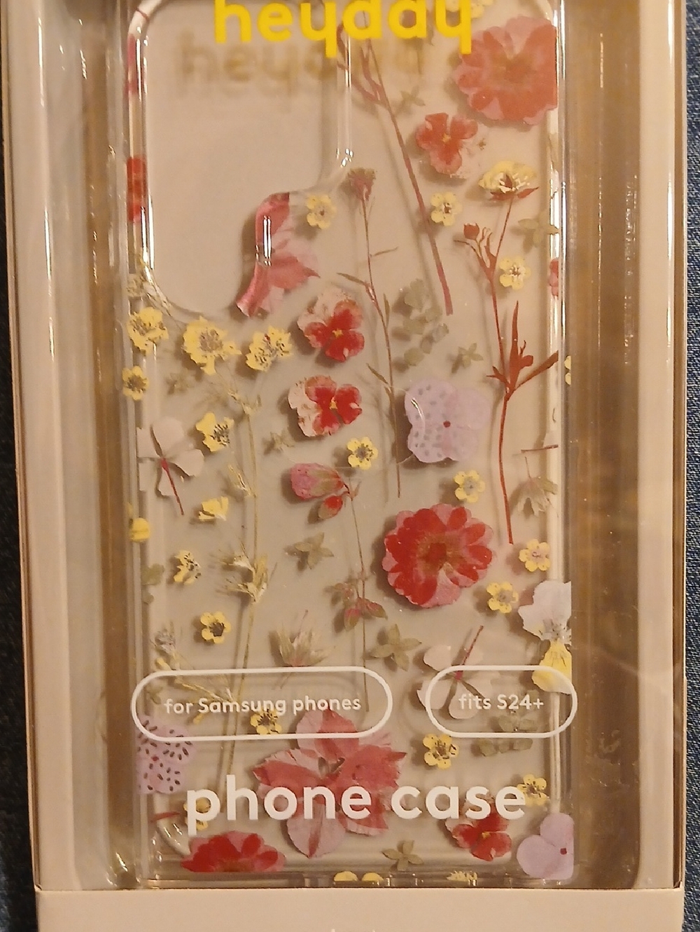 heyday Clear Floral Phone Case with Pink Flowers and Gold Accents